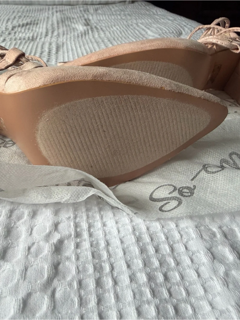 So Me Blush Lace-Up Block 4 Inch Heels